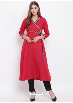 Red Designer Readymade Party Wear Kurti