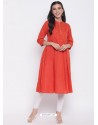 Orange Designer Readymade Party Wear Kurti