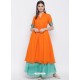 Orange Designer Readymade Party Wear Kurti