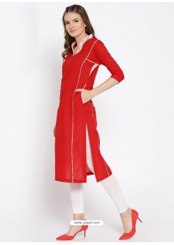 Red Designer Readymade Party Wear Kurti