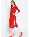 Red Designer Readymade Party Wear Kurti