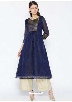 Navy Blue Designer Readymade Party Wear Kurti