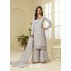 Light Grey Designer Heavy Embroidered Georgette Sharara Suit