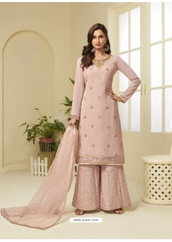 Dusty Pink Designer Heavy Embroidered Georgette Sharara Suit