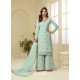 Sky Blue Designer Heavy Embroidered Georgette Sharara Suit