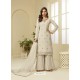 Off White Designer Heavy Embroidered Georgette Sharara Suit