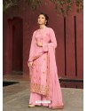 Pink Designer Silk Minakari Jacquard Palazzo Salwar Suit