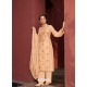 Light Orange Designer Silk Minakari Jacquard Palazzo Salwar Suit