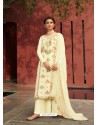 Off White Designer Silk Minakari Jacquard Palazzo Salwar Suit