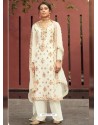 White Designer Silk Minakari Jacquard Palazzo Salwar Suit