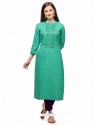 Aqua Mint Designer Casual Wear Fancy Liling Silk Kurti