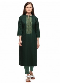 Dark Green Designer Casual Wear Fancy Liling Silk Kurti