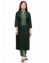 Dark Green Designer Casual Wear Fancy Liling Silk Kurti