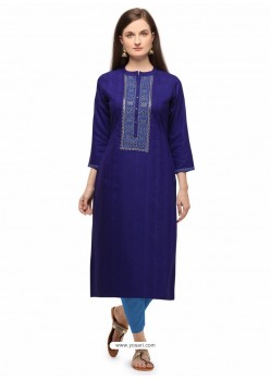 Royal Blue Designer Casual Wear Fancy Liling Silk Kurti