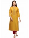 Yellow Designer Casual Wear Fancy Liling Silk Kurti