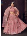 Pink Heavy Embroidered Designer Net Wedding Lehenga Choli