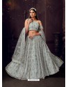 Silver Heavy Embroidered Designer Net Wedding Lehenga Choli