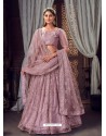 Dusty Pink Heavy Embroidered Designer Net Wedding Lehenga Choli