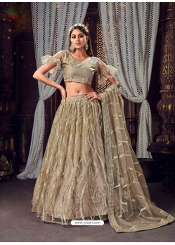 Gold Heavy Embroidered Designer Net Wedding Lehenga Choli