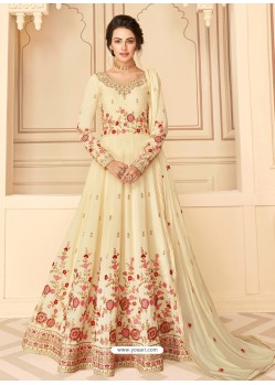 Off White Latest Designer Heavy Embroidered Party Wear Anarkali Suit