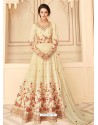 Off White Latest Designer Heavy Embroidered Party Wear Anarkali Suit