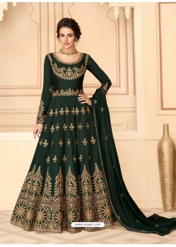 Dark Green Latest Designer Heavy Embroidered Party Wear Anarkali Suit