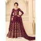 Deep Wine Latest Designer Heavy Embroidered Party Wear Anarkali Suit