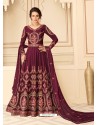 Deep Wine Latest Designer Heavy Embroidered Party Wear Anarkali Suit