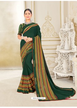 Dark Green Scintillating Latest Designer Party Wear Sari