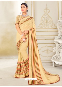 Cream Scintillating Latest Designer Party Wear Sari