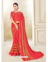 Red Scintillating Latest Designer Party Wear Sari