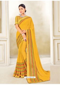 Yellow Scintillating Latest Designer Party Wear Sari