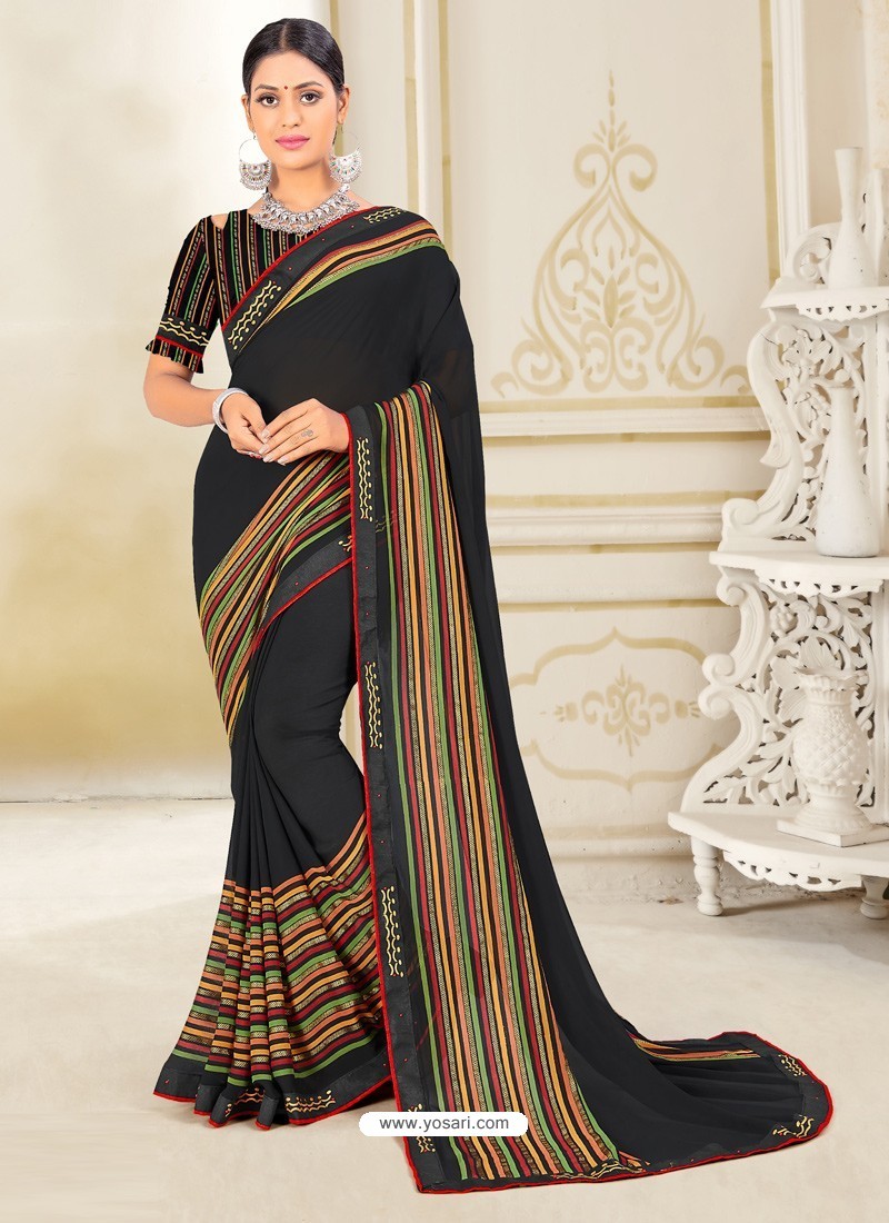 Black Colour Crystal Vol 2 By TFH Party Wear Saree Catalog 6405 - The  Ethnic World