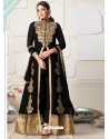 Black Latest Designer Heavy Embroidered Party Wear Front-Cut Anarkali Suit