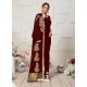 Maroon Latest Designer Heavy Embroidered Party Wear Front-Cut Anarkali Suit