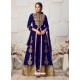 Royal Blue Latest Designer Heavy Embroidered Party Wear Front-Cut Anarkali Suit