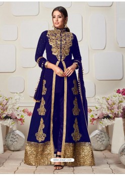 Royal Blue Latest Designer Heavy Embroidered Party Wear Front-Cut Anarkali Suit
