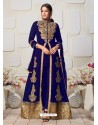 Royal Blue Latest Designer Heavy Embroidered Party Wear Front-Cut Anarkali Suit