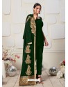 Forest Green Latest Designer Heavy Embroidered Party Wear Front-Cut Anarkali Suit