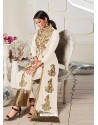 Off White Latest Designer Heavy Embroidered Party Wear Front-Cut Anarkali Suit