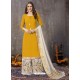 Yellow Designer Party Wear Embroidered Palazzo Suit