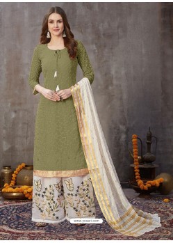 Mehendi Designer Party Wear Embroidered Palazzo Suit