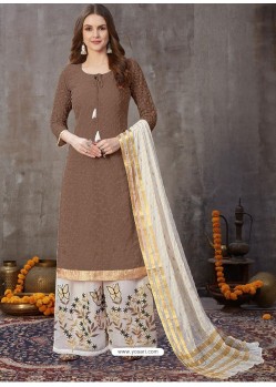 Copper Designer Party Wear Embroidered Palazzo Suit