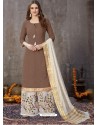 Copper Designer Party Wear Embroidered Palazzo Suit