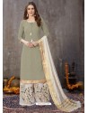 Olive Green Designer Party Wear Embroidered Palazzo Suit