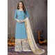 Blue Designer Party Wear Embroidered Palazzo Suit