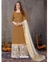 Marigold Designer Party Wear Embroidered Palazzo Suit