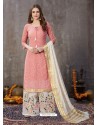 Pink Designer Party Wear Embroidered Palazzo Suit