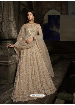 Gold Latest Designer Heavy Embroidered Party Wear Anarkali Suit