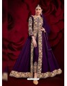 Purple Latest Designer Heavy Embroidered Party Wear Front-Cut Anarkali Suit